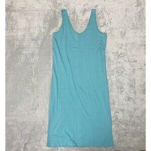 NWT WVN for you Organic Cotton V-Neck Tank Skye Dress Size M Blue Sleeveless